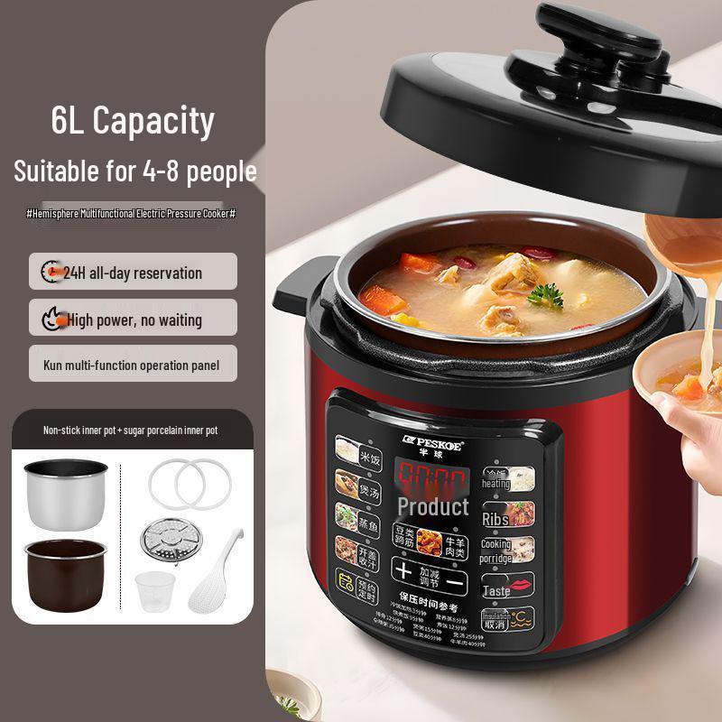 Smart Multifunction Electric Pressure Cooker - Double Pot, Large Capacity, Automatic, High-Pressure Rice & Porridge Cooker