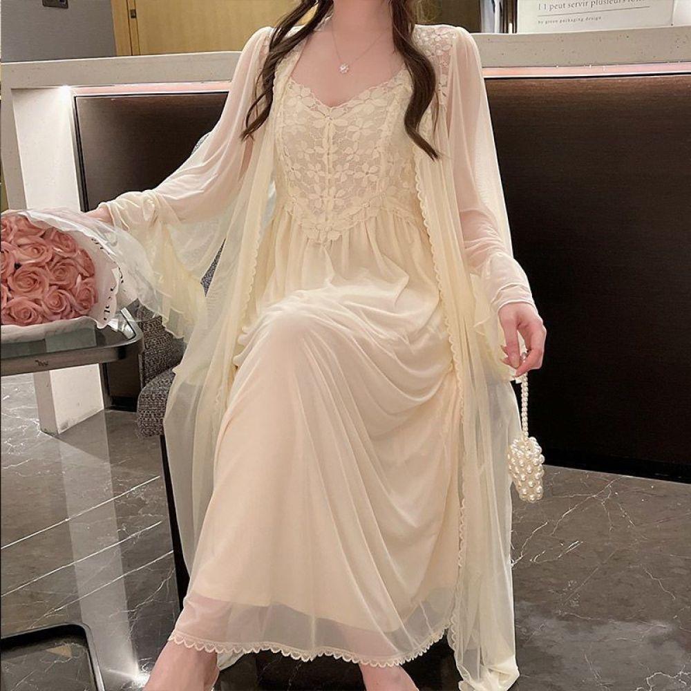 Women's Mesh Pajamas Sexy Fairy Suspender Skirt Nightgown Two-piece Set