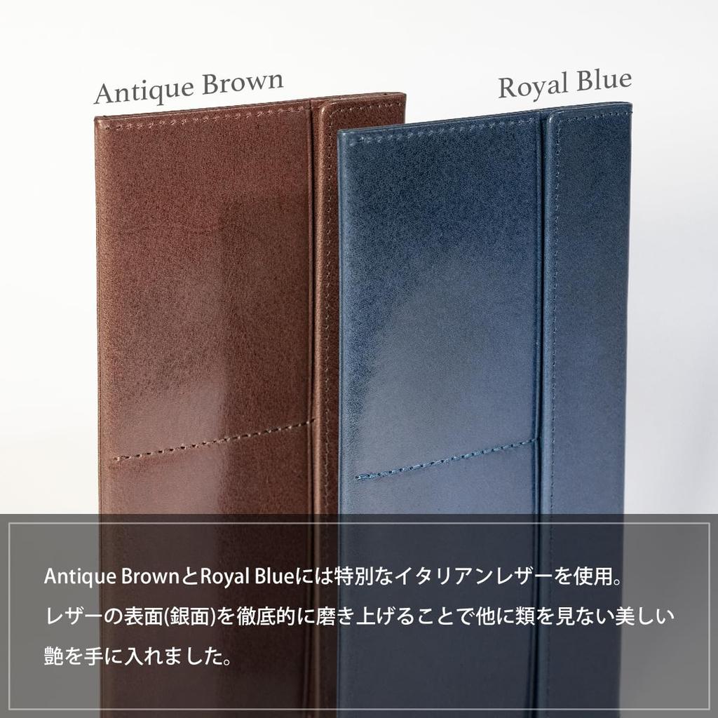 Dom Teporna Slim Wallet with No Coin Made of Genuine Italian Long Wallet with Card Case and Bill Royal for Men and Women Pocket, Leather, Case, Blue,