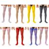Mens Transparent Glossy Stockings Stretchy Thigh High Socks for Themed Costume Parties