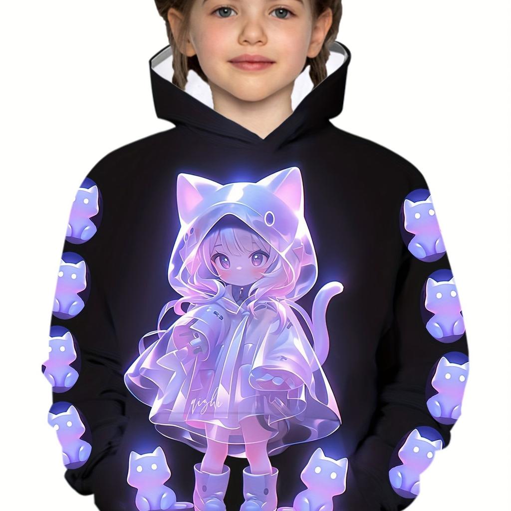Kids Clothes Girl Hoodies Long Sleeve Cartoon Comic Girl Print Autumn Children Clothes Girl Kawaii Girl Tops Children's Clothing