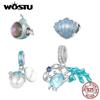 925 Sterling Silver Seashell Charms Submarine Beads Crab And Seaweed Pendan Fit Original Bracelet DIY Jewelry