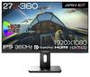 JAPANNEXT Gaming Monitor 360Hz 1ms Full HD 1920x1080 Resolution IPS Panel Display Light Angle 27-inch (HDMI/DisplayPort/VESA Compatible/Height