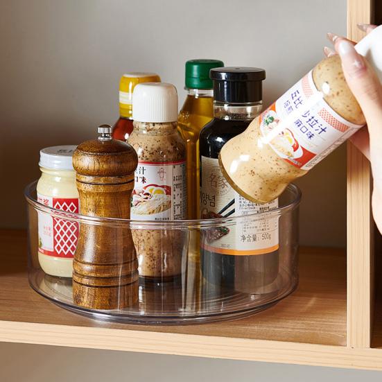 Lazy Susan Organizer Storage Holder Large Capacity Transparent Design 360-Degree Rotatable Countertop Makeup Storage Tray