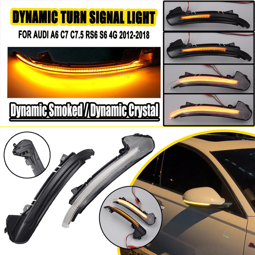 2Pieces LED Dynamic Turn Signal Light for A6 C7 C7.5 RS6 S6 4G 2012-2018 Car Side Wing Rearview Mirror Blinker Indicator