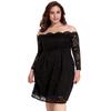 Low-priced Middle-aged Large-size Foreign-style Women's Clothing Autumn One-word Collar Off-the-shoulder Lace Dress