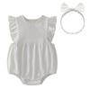 Reegoo Peter Baby Summer Newborn Size Months Girls' Bodysuit, Romper, Sleeveless, 100% Cotton, Clothes, Headband, Cute, White, 80, 9-12