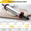 Stainless Steel Rolling Pin Non-Stick Coating Rolling Pin Adjustable Thickness Rolling Pin with 3 Size Spacer Discs