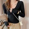 Women's Modal V-Neck Slim Fit Long Sleeve Top - Autumn/Winter Design