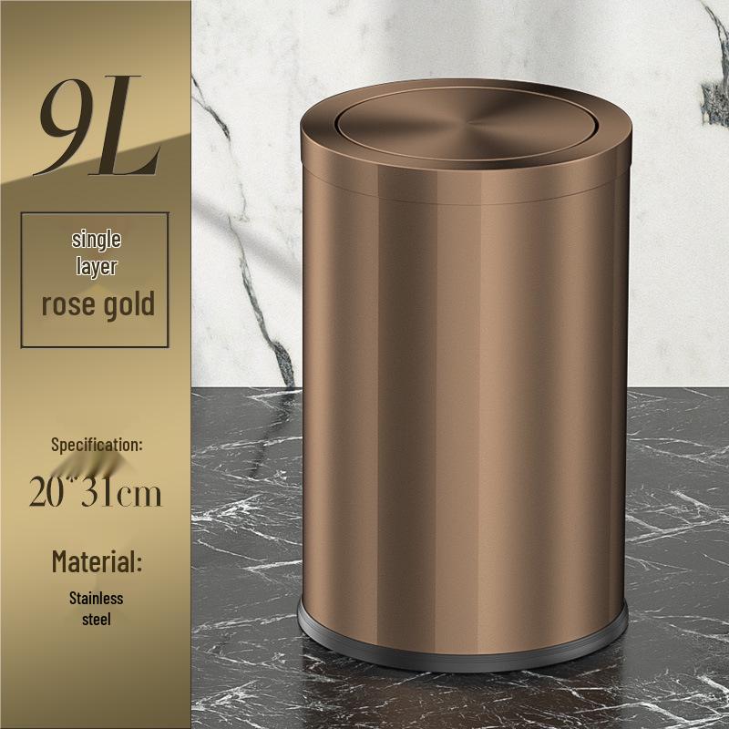 Stainless Steel Swing Lid Trash Can for Home and Kitchen, Light Luxury Design for Bathroom and Living Room.