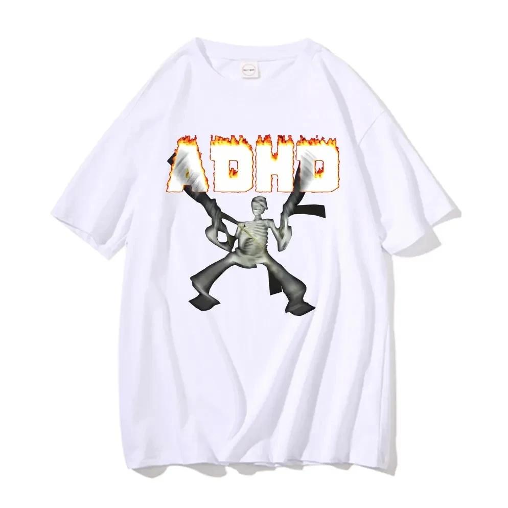 Adhd Skeleton Meme T-shirts Classic Vintage Humor Horror Funny Skull T Shirt Men Women Casual Hip Hop Summer Oversized T Shirt