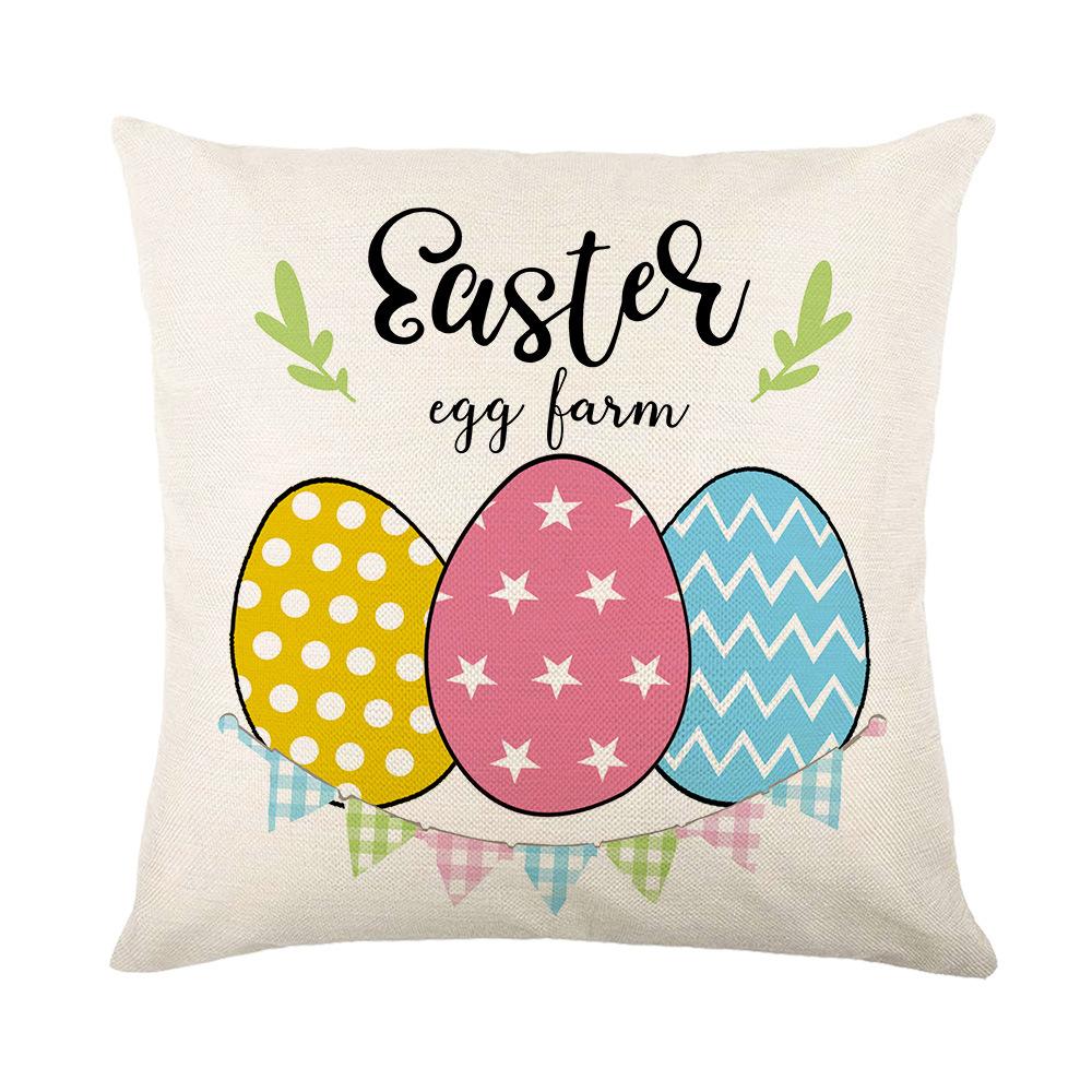 Cartoon Black and White Plaid Rabbit Print Pillow Cover Western Easter Home Living Room Cushion Cover Pillow