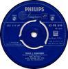 7inch Record HI-LO'S, FRANK DE VOL & HIS ORCHEST - When I Remember 45PB844 Philips 1958 UK Pop Used