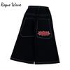 RogueWave Hip Hop Y2k New Color Wexwear Embroidered Baggy Jeans Streetwear Jeans Men Women High Waist Wide Trouser Harajuku Black Pants