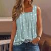 Women's Pleated Square Collar Sleeveless Vest Print T-shirt