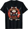 Japanese Samurai Cat Tattoo Kawaii Ninja Cat T-shirt Street Cool Casual Wear Women's Clothing Top Camisetas