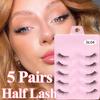 Half Eye Lashes 5 Pairs Natural Fluffy False Eyelashes Manga Lash 3D Faux Mink Lashes Soft Winged Eyelash Extension Makeup Tool