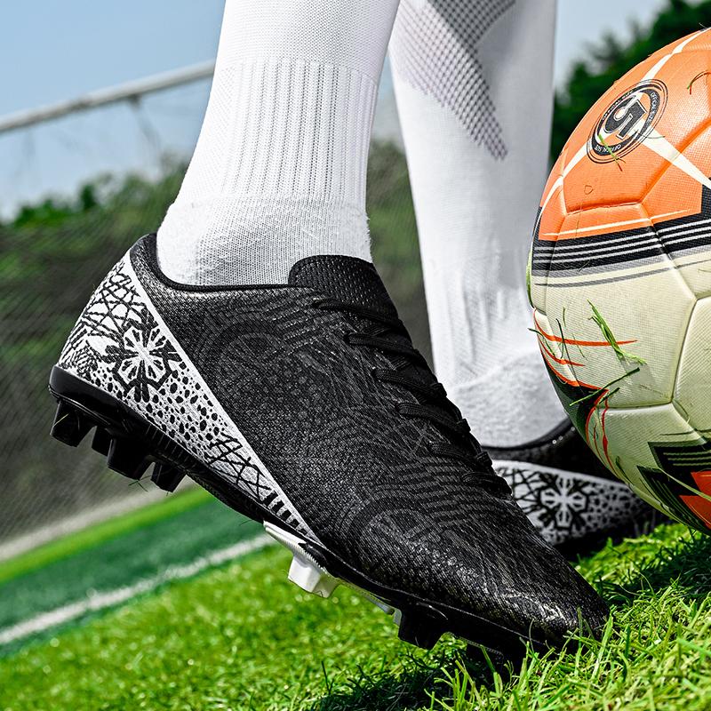 35-45 Men's Low-top Football Shoes Outdoor Long-nailed Blue &White Porcelain Sports Football Boots Large Size Youth Sports Children's Football Boot