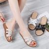 Summer One-word Non-slip Fashion Cowhide Slippers Women Wear Flat Sandals Women's Casual Beach Shoes