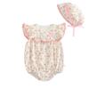Romper Bodysuit Jumpsuit Summer Flower Floral Baby Newborn Hat Set Girls Pink 6Months [Misia Luxury] [27146-27155]