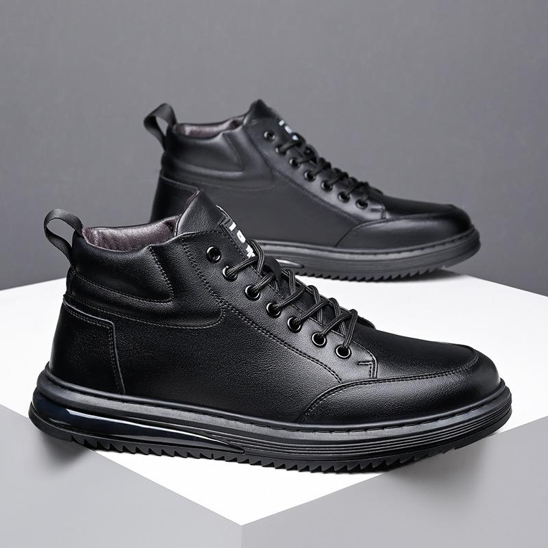 Fashion Autumn Winter Platform Velvet High-top Sneakers Men Designer Soft-soled Cow Leather Shoes Male Fashion Causal Men's Shoes Boots
