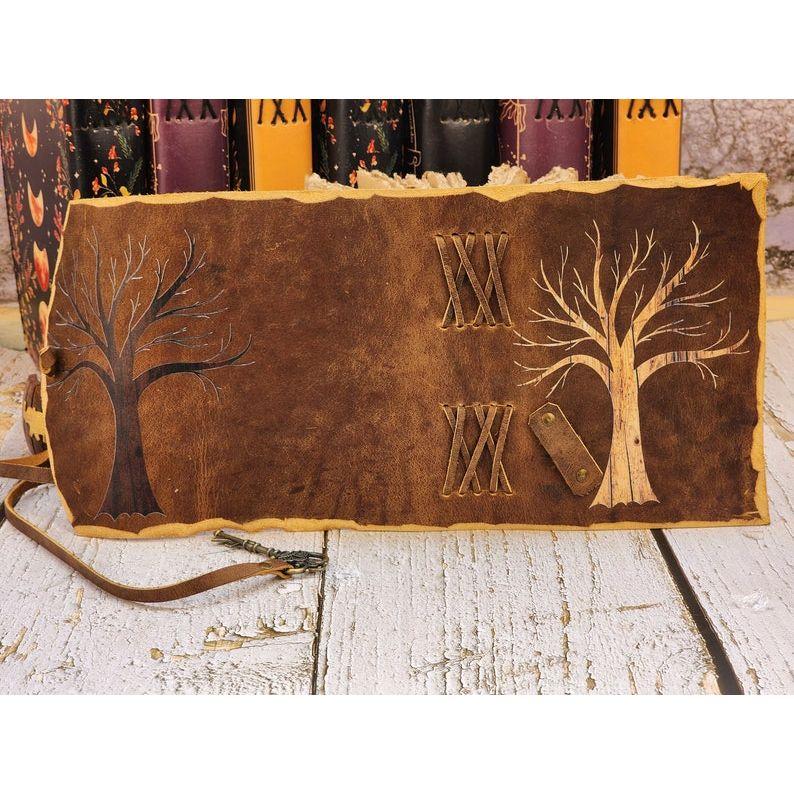 Tree of Life Leather Journal - Antique Handmade Deckle Edge Vintage Paper Leather Grimoire, Book of Shadows, Spell Notebook, Gift for Him