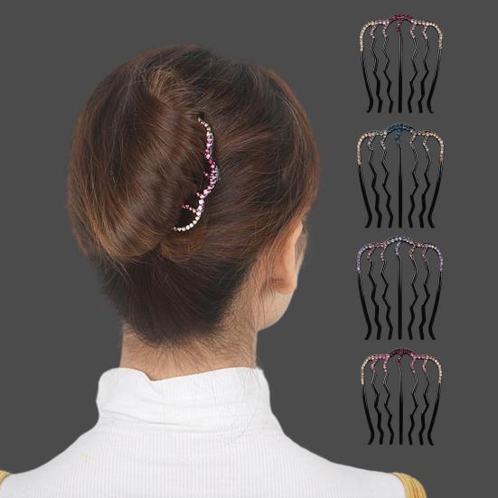 Hair Comb Cubic Zirconic Stable Waved Anti-slip Lightweight Hair Decoration Decorative Smooth Hair Bund Comb Hair Styling Tool