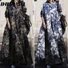 Women's Loose Fit Maxi Dress with Long Sleeves and Floral Print