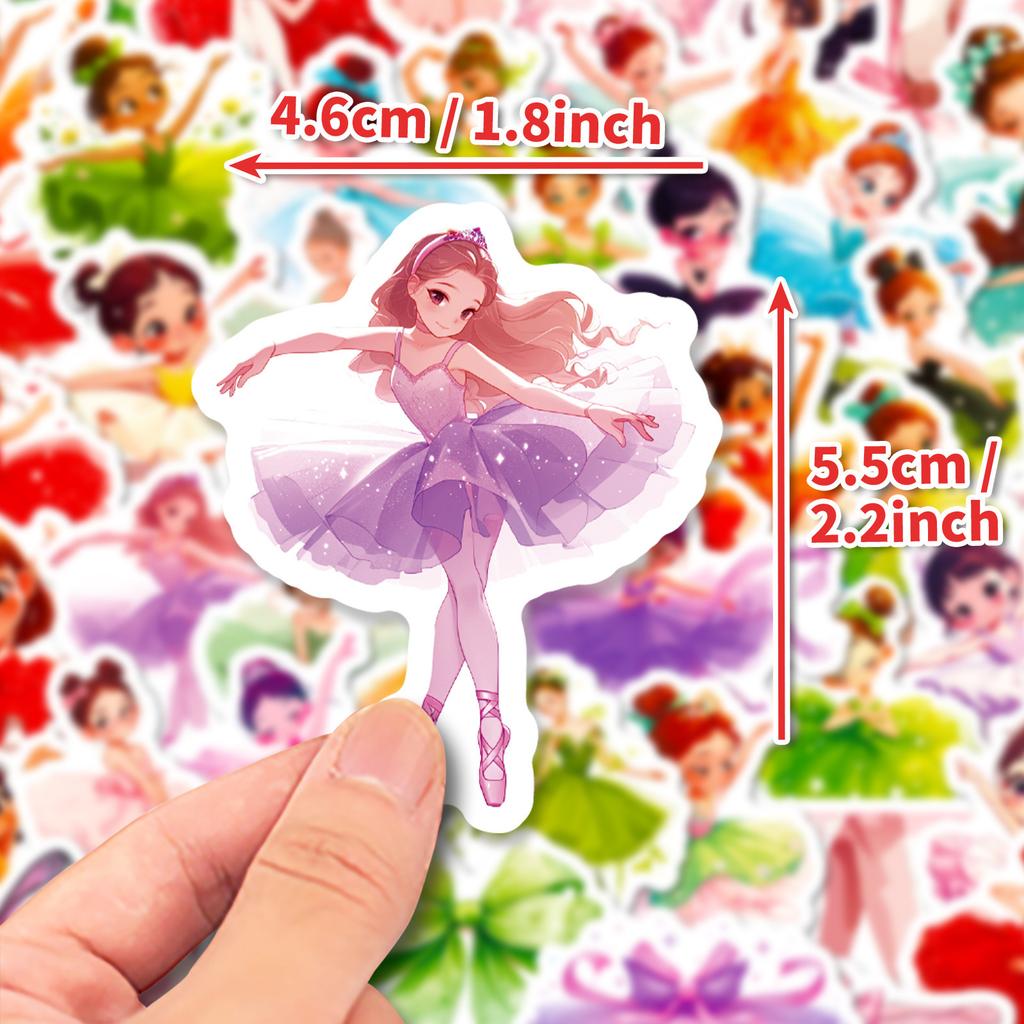 50PCS Ballet Dancing Girl Stickers, Cute Cartoon Decals for Luggage, Car & Decoration