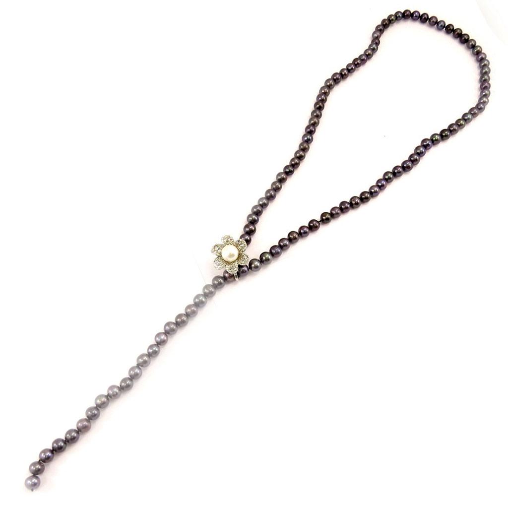 Les Trésors De Lily [C9148] - Gray 'Biwa Sensuel' Necklace