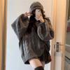 Autumn Winter Women Sweater Harajuku Oversized Knitted Pullovers Korean Long Sleeve V-neck Loose Knitwear Solid Loose Sweater