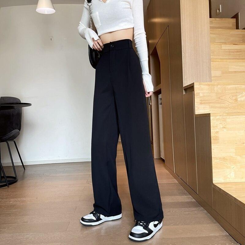Women Loose High Waist Wide Leg Pants 2021 Spring Autumn Casual Straight Suits Pant Female Solid Plus Size 4XL Long Trousers