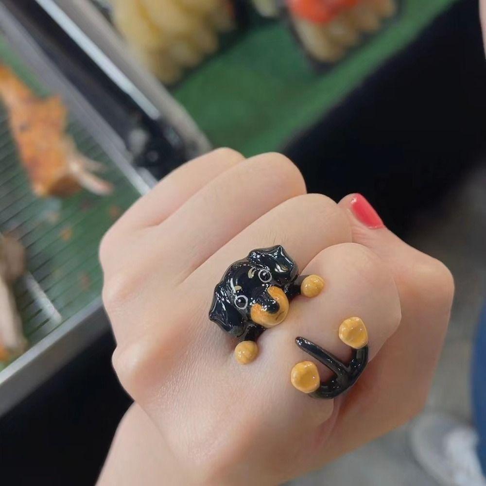 Jewelry Accessories Cartoon Dachshund Ring Zinc Zinc Alloy Funny Finger Buckle Creative Elephant Ring Women