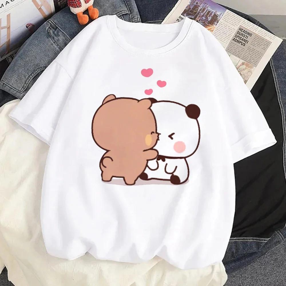 Cute Bear LOVE Unisex T Shirt Women Bubu Dudu Couple Tops Tee Summer Short Sleeve Tshirts Female Korean Casual Girl T-shirt Camisetas