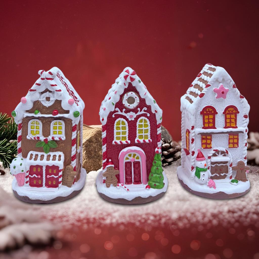 Led Small House LandscapeDecoration, Living Room Table Ornaments, Christmas Creative Resin Ornaments