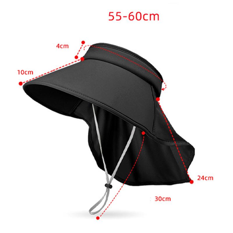 Outdoor Sun Bucket Hat for Women Men Large Brim Shawl Sun Hat Ice Silk UV Protection Sunshade Empty Top Cap Hiking Fishing Climb Visors Headwear