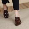 Giant Soft~ Square Head Thick Heel Loafers Women's British Retro Small Leather Shoes 2025 Spring and Autumn New Medium Heel Single Shoes