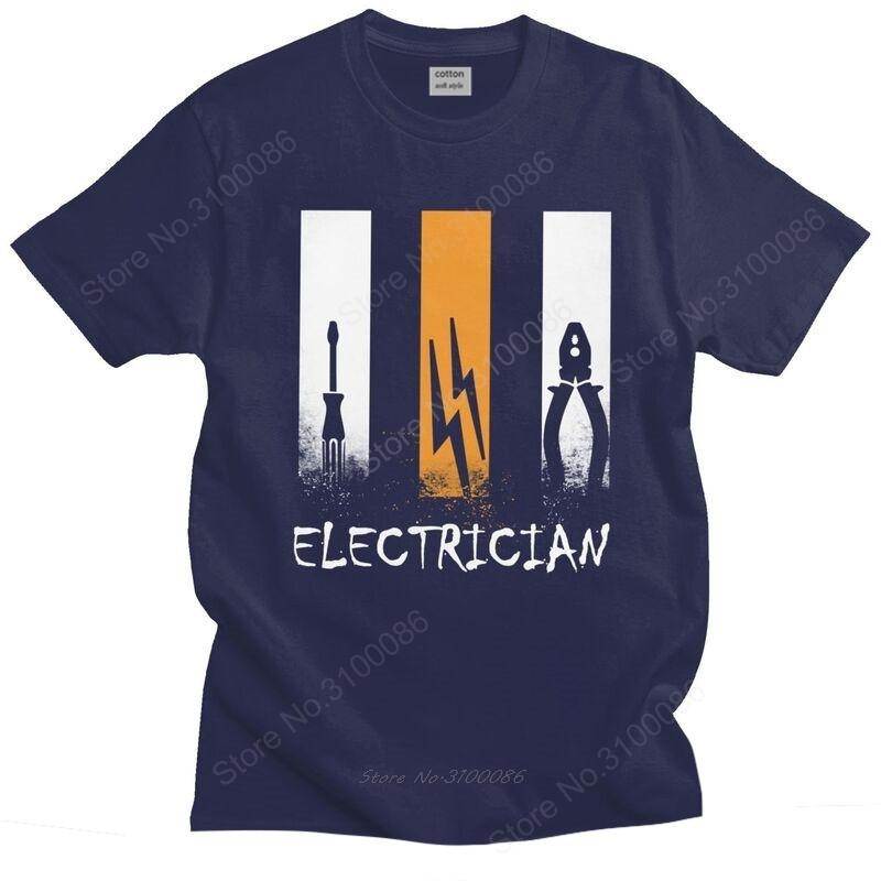 Proud Electrician T Shirt Pre-shrunk Cotton Tshirt Handsome Tee Short Sleeves Lineman Engineer Gift T-shirt Slim Fit Clothing