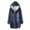 Fashion Women Jeans Top Thickening Denim Hoodie Blouse Long Sleeve Loose Coat