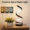 HOMZY USB Plug In Creative Spiral LED Night Light Dimmable 3 Colors Adjustable for Living Room Office Desk Table Bedroom Bedside Decor