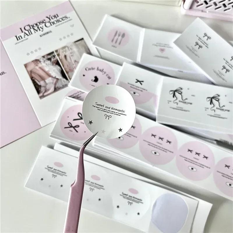 36Pcs Korean INS Ballet Ribbon Bow Round Sealing Sticker Girl 3-inch Photo Card Packing Paper Bag Gift Paper Box DIY Decor Label