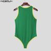 INCERUN Men Strap Sleeveless Letter Print Briefs Bodysuits Jumpsuits Underwear