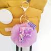 Adorable A-Z Letters Initial Keychain Sparkling Resin Alphabet Fluffy Hairball Pendant Backpack Decoration Accessories Gifts