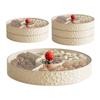 Compartment Snack Tray Round Divided Plate With Lid Food Storage Organizer For Breads Nuts Dried Fruits Candies And Cookies