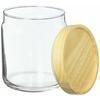 ADERIA Stack Stock M 680ml Glass Canister, Airtight Storage Container for Condiments, Coffee Beans, and More, Wooden Lid, M6255