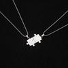 Unisex Jigsaw Puzzle Necklace: Hip-Hop Titanium Steel Chain - Fade-Resistant Couple Pendant, Cold Style Summer Jewelry.