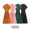 Western Style 2024 Summer New Women Clothes Elegant Drawstring Cotton Shirt Jumpsuit Long Dress 2183246