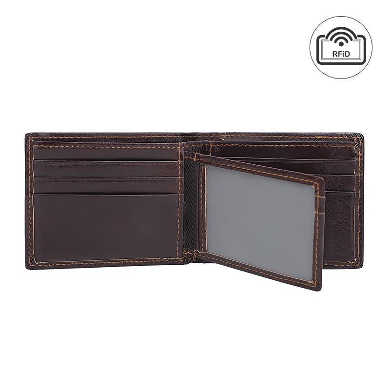 Waxed Leather Men's Bi-Fold Wallet with RFID, Dollar Clip & Multi-Card Holder