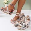 Fashion Women Platform Sandals New Summer Fashion Casual Shoes for Women Vintage Floral Print Peep Toe Wedges Sandals Sandalias De Mujer