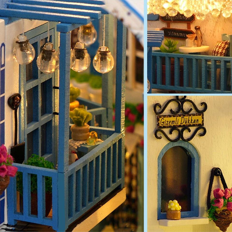 Набор для создания диорамы для книжной полки своими руками, 3D деревянный пазл, декор для книжной полки, миниатюрный домик со светодиодной подсветкой
